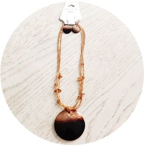 Brown Beaded Disc Necklace & Earring Set NEW WITH TAGS